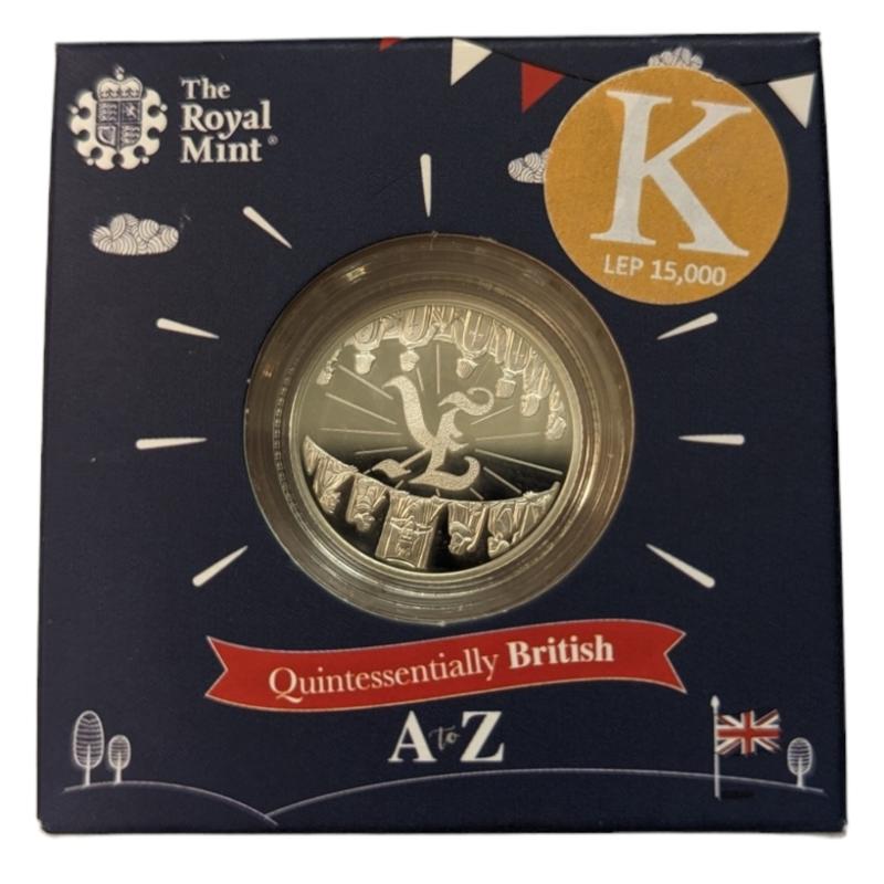 2018 Letter K (King Arthur) - Silver Proof 10p