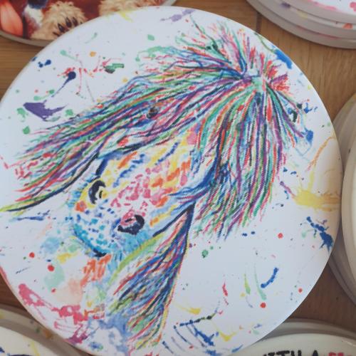 Dartmoor Pony Ceramic Coaster Beautiful Rainbow Colours.