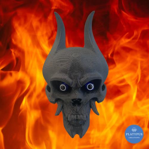 Black Demon Skull With Evil Eyes