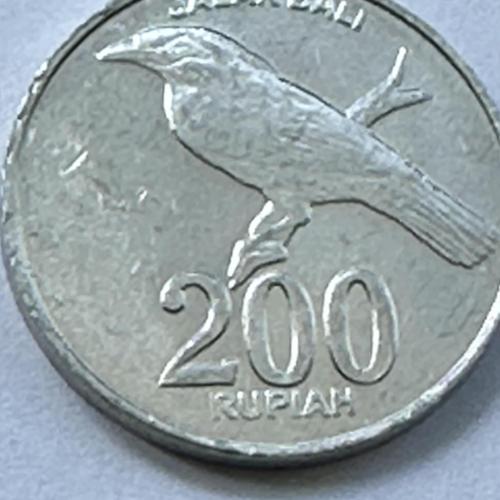 Indonesia 2003 200 Rupiah Bali Mynah Bird on a Branch