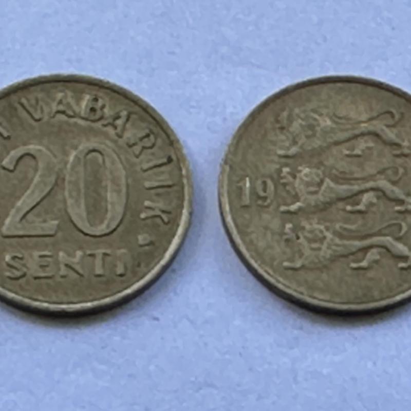 Estonia 1992 20 Twenty Senti 3 Lions Divide Date