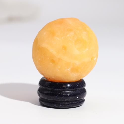 Saturn-Yellow Jade Planet-Sola Goldstone Stand (incl p&p)