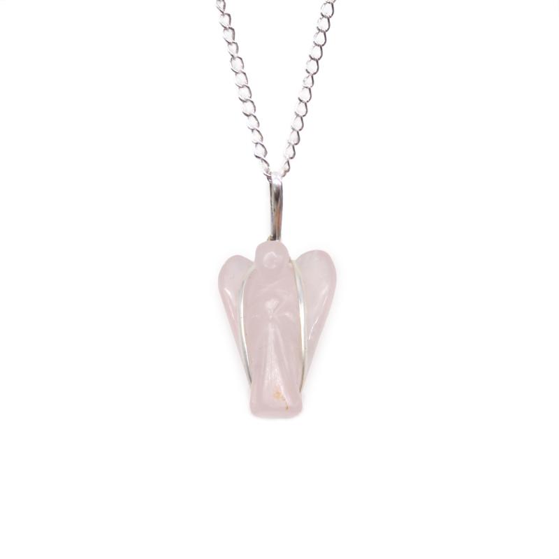 Guardian Angel Crystal Pendant (2.7x0.8x1.5 cm) -Rose Quartz