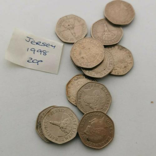 Jersey 1998 20p Twenty Pence Channel Islands Circulated VAT Receipt Given