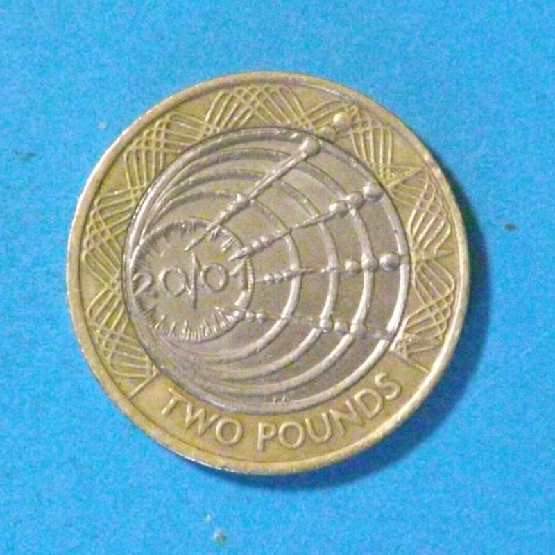 2001 Marconi £2 coin (wireless bridges the atlantic).