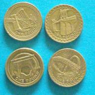 2004-05-06-07 UK Bridges set of £1 coins (circulated)