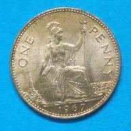 1967 Elizabeth II bronze penny, uncirculated.