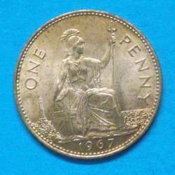 1967 Elizabeth II bronze penny, uncirculated.