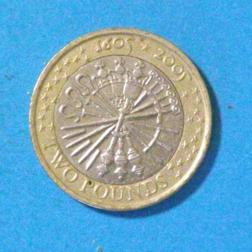 2005 Guy Fawkes £2 coin (remember, remember the fifth of november).