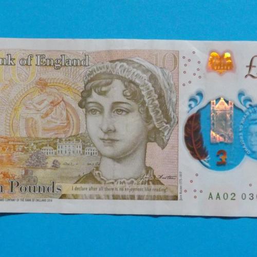 2017 Victoria Cleland polymer £10 note AA02 030821.(first series)