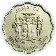 Jamaica 2012 Ten Dollar $10 Coins Very Good Circulated Condition Queen Elizabeth