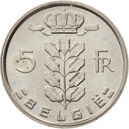 1969 Belgium 5 Francs Circulated Condition VAT Receipt Given