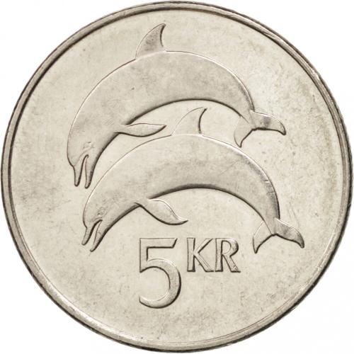 Iceland 5 Krona 2008 Bull Eagle Dreki Dragon Bergrisi Giant Short Beaked Dolphin
