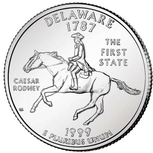 1999 Delaware State Quarter D Stamp Mint Mark VAT Receipt Given