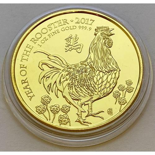 2017 Lunar Year of Rooster 1 Ounce 999.9 24ct Gold Coin