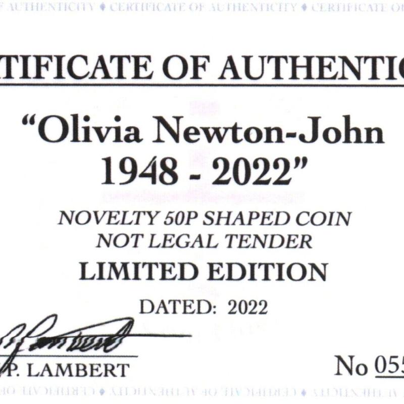 RARE ORIGINAL OLIVIA NEWTON-JOHN 1948-2022 COA 55 LIMITED EDT OF 100