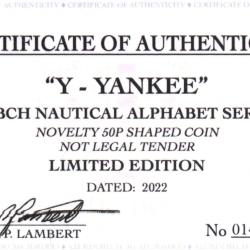 RARE ORIGINAL Y-YANKEE NAUTICAL ALPHABET SERIES WITH COA 100