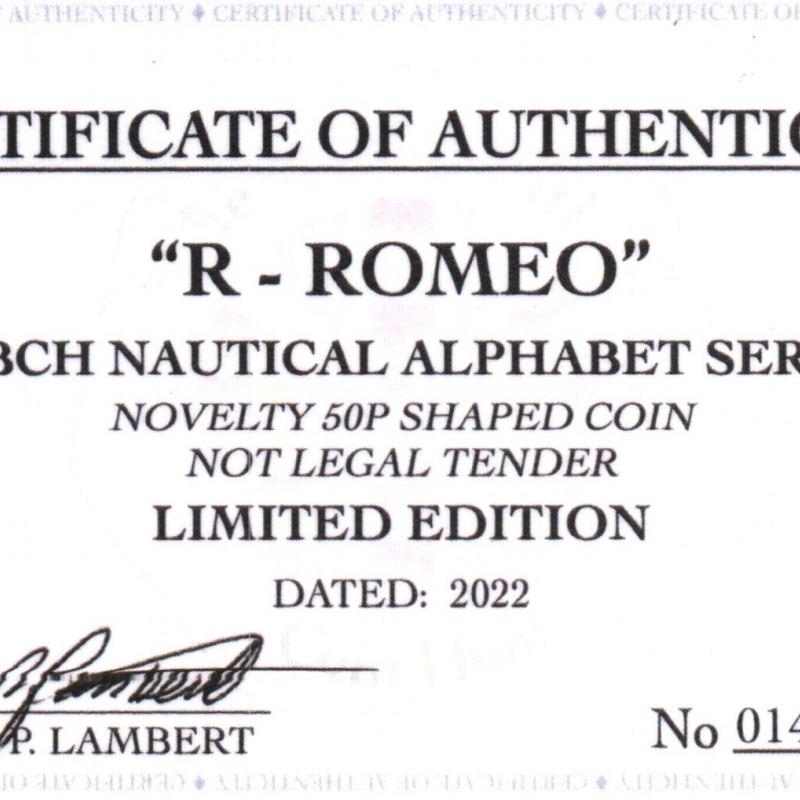 RARE ORIGINAL R-ROMEO NAUTICAL ALPHABET SERIES WITH COA OF 100