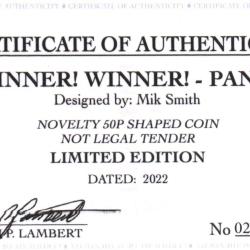 RARE ORIGINAL WINNER WINNER -PANIC 2022 WITH COA OF 100