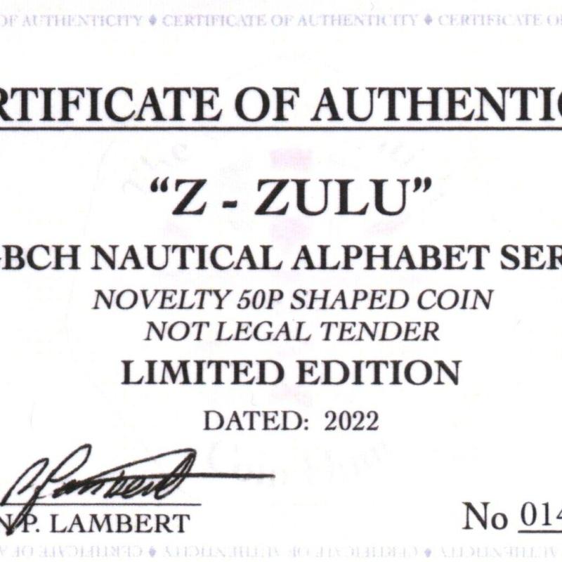 RARE ORIGINAL Z-ZULU NAUTICAL ALPHABET SERIES WITH COA OF 100