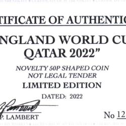 RARE ORIGINAL ENGLAND WORLD CUP QATAR 2022 WITH COA OF 200