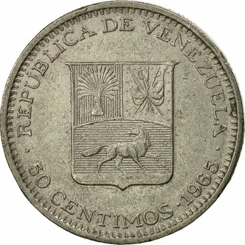 Venezuela 50c Cent Coin Date 1965 Circulated VAT Receipt Given