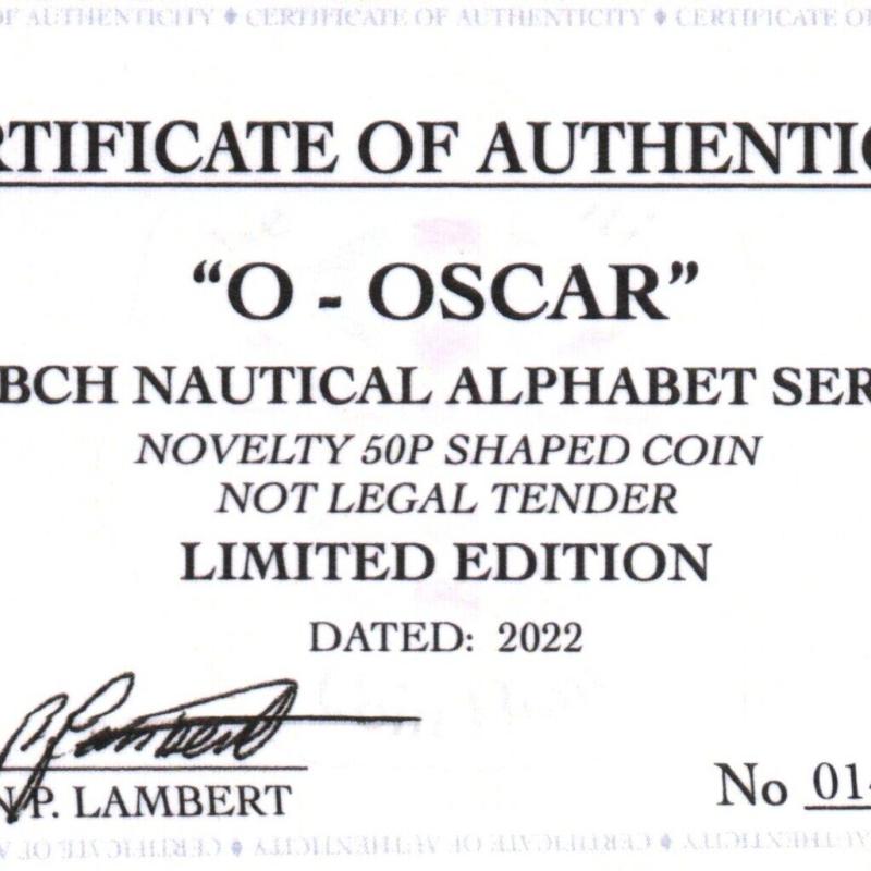 RARE ORIGINAL O-OSCAR NAUTICAL ALPHABET SERIES WITH COA OF 100