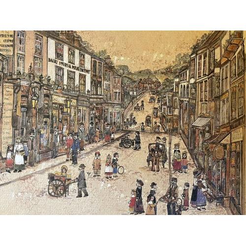 Vintage Print Shepton Mallet Street Scene D Elson 1970's 1980's VGC Delta Prints