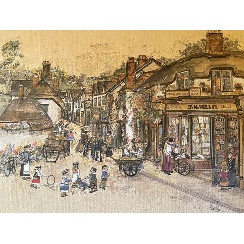 Vintage Print Somerset Street Scene D Elson 1970's 1980's VGC Delta Prints Ltd