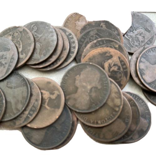 1876 Bun Head Queen Victoria Penny 1d Circulated History Coin Victorian Circulat