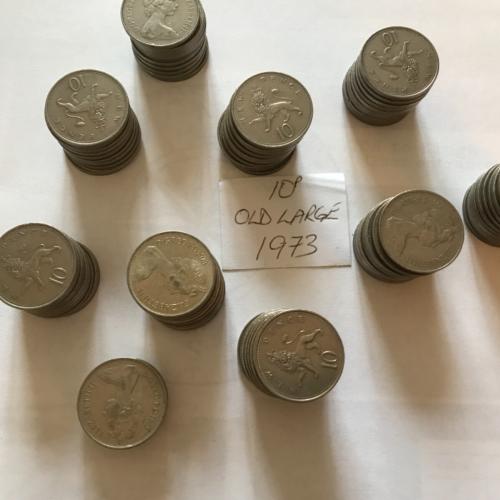 1973 Lion Passant Ten pence 10p Coins QE 2nd Good Condition VAT Receipt Given