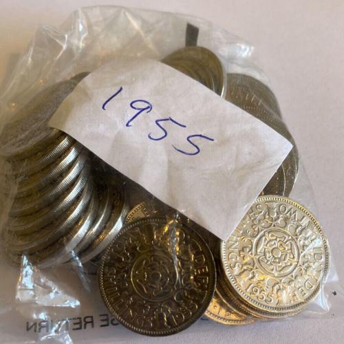 1955 Two Shillings AKA One Florin Queen Elizabeth 2nd VAT Receipt Given Two Bob