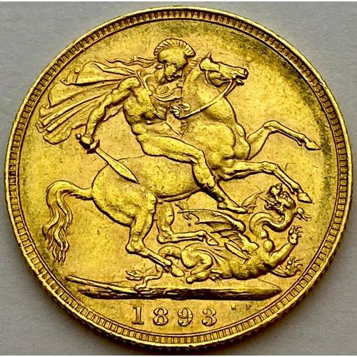 1893 Queen Victoria Veiled Head Full Sovereign Coin