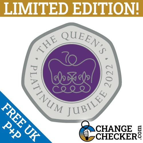 Official Platinum Jubilee Logo Light Queen Elizabeth 2022 Rare 50p Shaped Coins