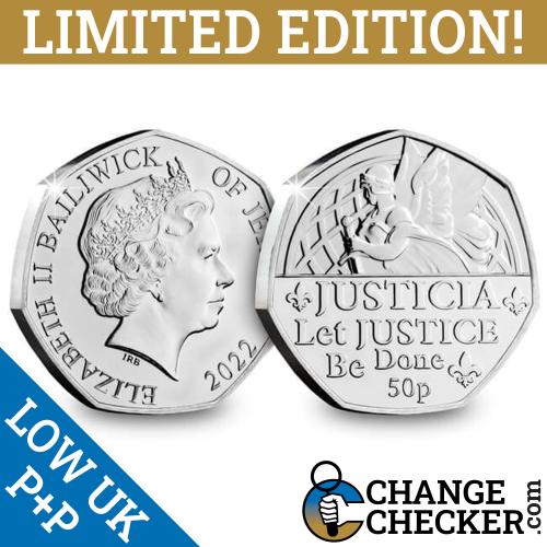 2022 Justicia Let Justice Be Done 50p Fifty Pence Jersey BUNC Coin Jubilee Queen
