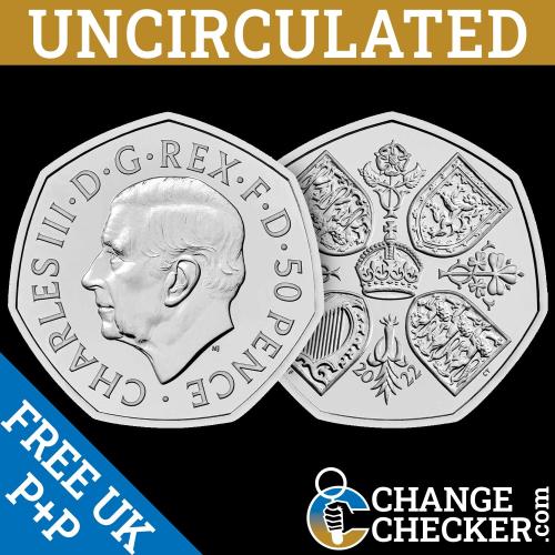 King Charles III (1st Portrait) Queen Elizabeth II 2022 50p Fifty Pence Coin Sea