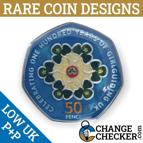 2019 Girlguiding 50p Coin Multi Colour Coloured Unique Rare Enamel Girl Guides