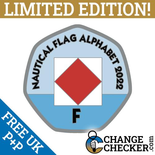 Letter F - Nautical Flag Alphabet 2022 50p Shaped Coins TGBCH Limited Edition
