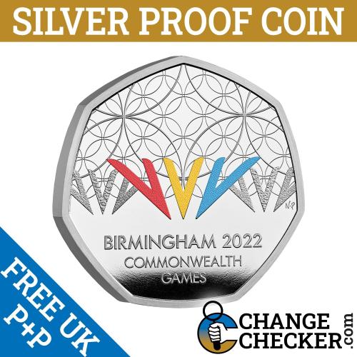 2022 Birmingham Commonwealth Games 50p Silver Proof Coin 925 Queen Elizabeth II