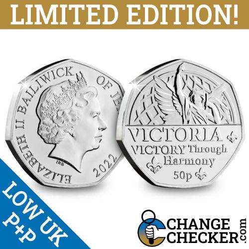 2022 Victoria Victory Through Harmony 50p Fifty Pence Jersey BUNC Coin Jubilee