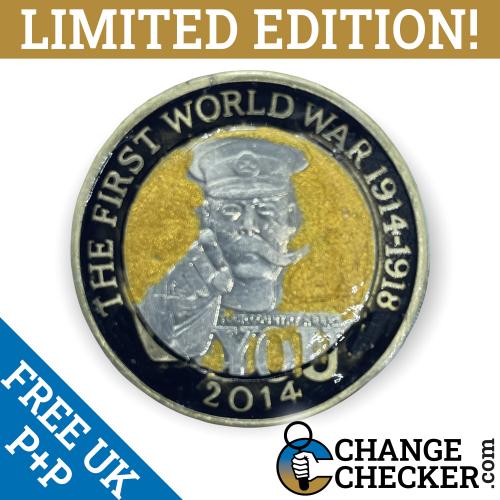 2014 First World War Kitchener £2 Two Pounds Coin Coloured Unique Rare Enamelled