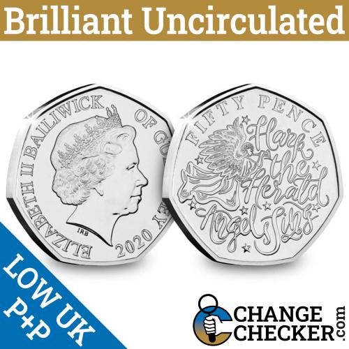 2020 Hark the Herald Angels Sing 50p Fifty Guernsey BUNC Coin Christmas Carols