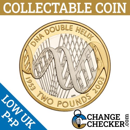 2003 Double Helix DNA Writing Correct Way Up Heads Side Up £2 Coin