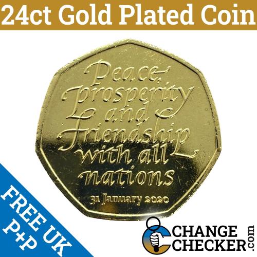 Gold Plated Brexit 2020 50p Coin Uncirculated From Sealed Bag Withdrawal EU
