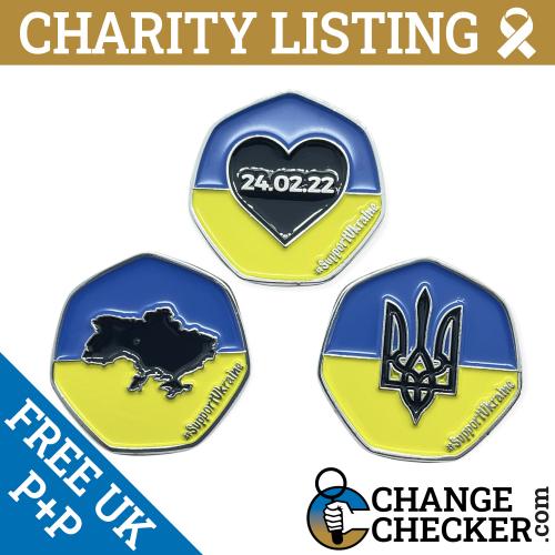 Set of 3 Support Ukraine 2022 Rare 50p Shaped Coins Limited Edition Charity