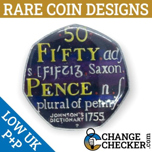 2005 Johnson's Dictionary 50p Coin Multi Colour Coloured Unique Rare Enamel