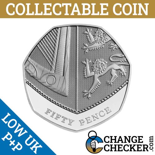 2015 5th Portrait Part Shield 50p Fifty Pence Coin Circulated Condition 