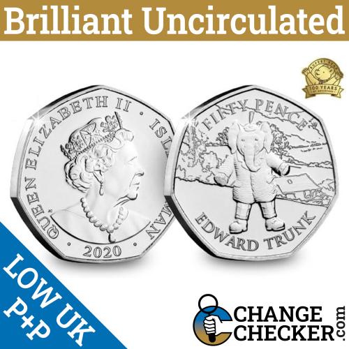 2020 Edward Trunk 50p Fifty Isle of Man BUNC Coin IOM Podgy Pig Badger Book