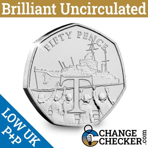 2020 HMS Dido Battleship T 50p Fifty Isle of Man BUNC Coin IOM VE Day 75th