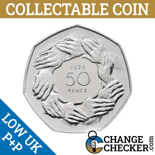 1973 Clasped Hands 50p Europe 50p Fifty Pence Coin Entry Into Europe 9 Hands